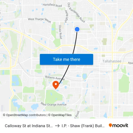 Calloway St at Indiana St Nb to I.P. - Shaw (Frank) Building map
