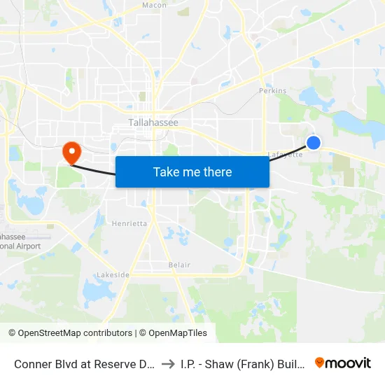 Conner Blvd at Reserve Dr Sb to I.P. - Shaw (Frank) Building map