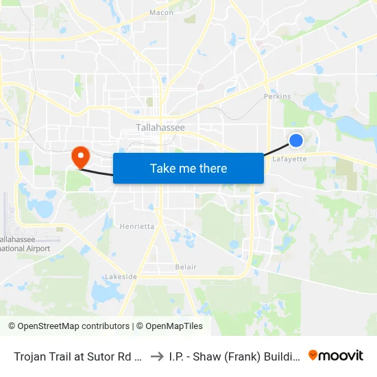 Trojan Trail at Sutor Rd Eb to I.P. - Shaw (Frank) Building map