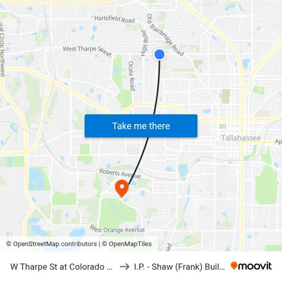 W Tharpe St at Colorado St Eb to I.P. - Shaw (Frank) Building map
