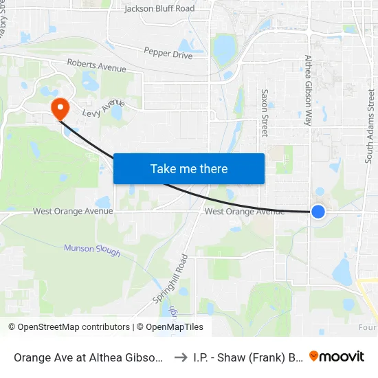 Orange Ave at Althea Gibson Way Wb to I.P. - Shaw (Frank) Building map