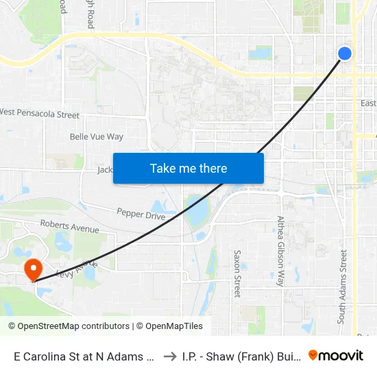 E Carolina St at N Adams St Wb to I.P. - Shaw (Frank) Building map