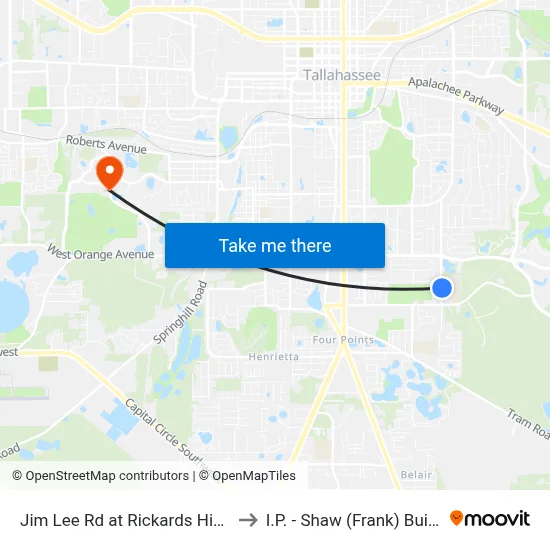 Jim Lee Rd at Rickards High Nb to I.P. - Shaw (Frank) Building map