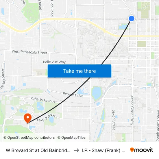 W Brevard St at Old Bainbridge Rd Wb to I.P. - Shaw (Frank) Building map