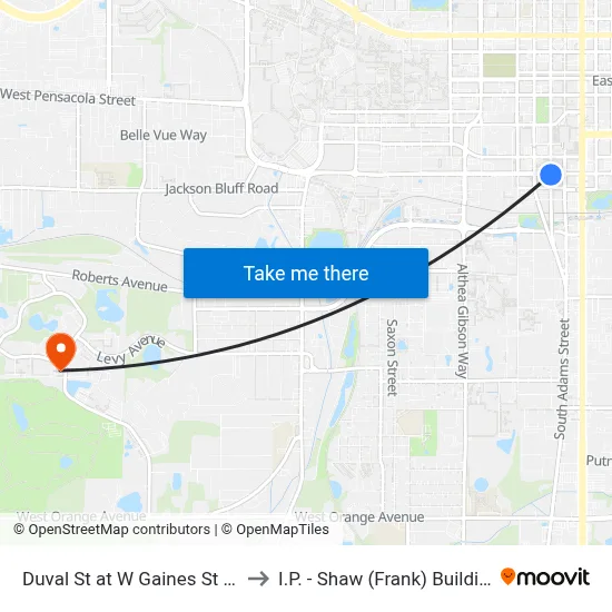Duval St at W Gaines St Nb to I.P. - Shaw (Frank) Building map