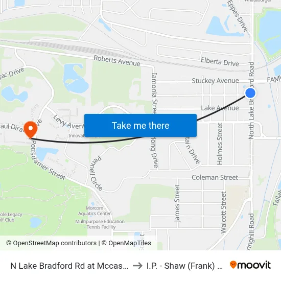 N Lake Bradford Rd at Mccaskill Ave Sb to I.P. - Shaw (Frank) Building map