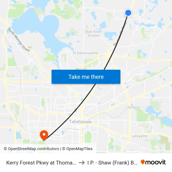 Kerry Forest Pkwy at Thomasville Rd to I.P. - Shaw (Frank) Building map