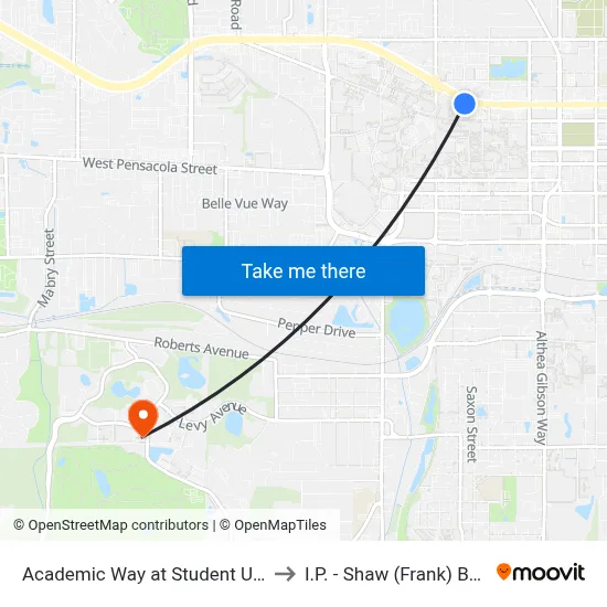 Academic Way at Student Union Eb to I.P. - Shaw (Frank) Building map