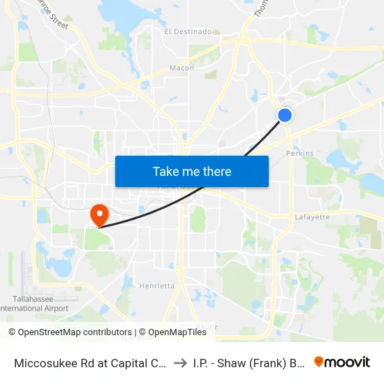 Miccosukee Rd at Capital Cir NE Eb to I.P. - Shaw (Frank) Building map