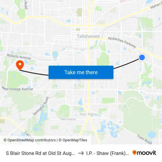 S Blair Stone Rd at Old St Augustine Rd Sb to I.P. - Shaw (Frank) Building map