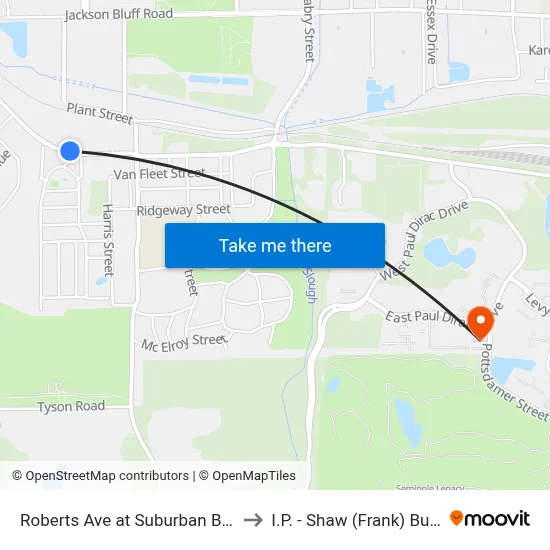 Roberts Ave at Suburban Blvd Wb to I.P. - Shaw (Frank) Building map