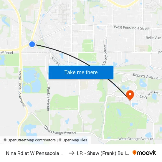 Nina Rd at W Pensacola St Nb to I.P. - Shaw (Frank) Building map