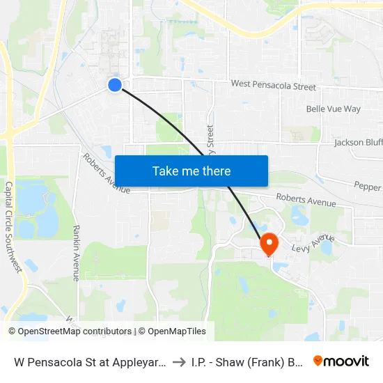 W Pensacola St at Appleyard Dr Eb to I.P. - Shaw (Frank) Building map
