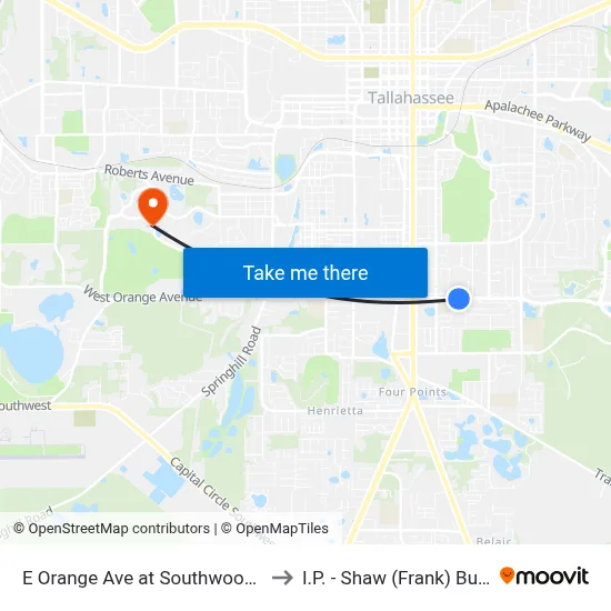 E Orange Ave at Southwood Dr Eb to I.P. - Shaw (Frank) Building map