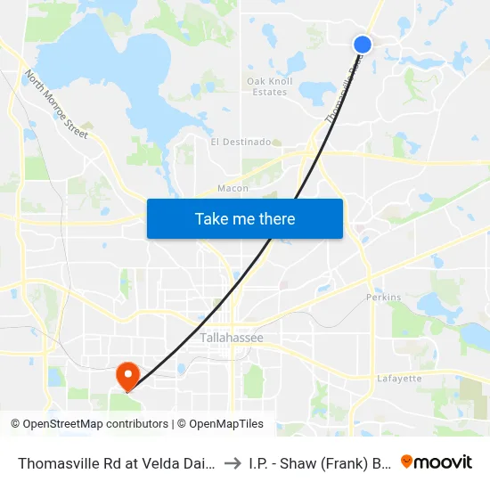 Thomasville Rd at Velda Dairy Rd Nb to I.P. - Shaw (Frank) Building map