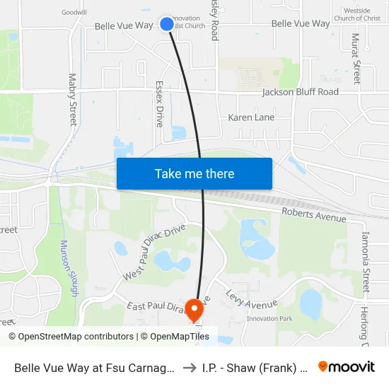 Belle Vue Way at Fsu Carnaghi Arts Wb to I.P. - Shaw (Frank) Building map