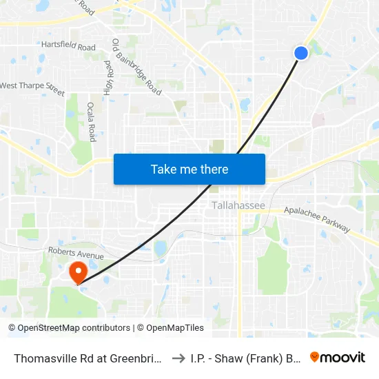Thomasville Rd at Greenbrier Ln Nb to I.P. - Shaw (Frank) Building map