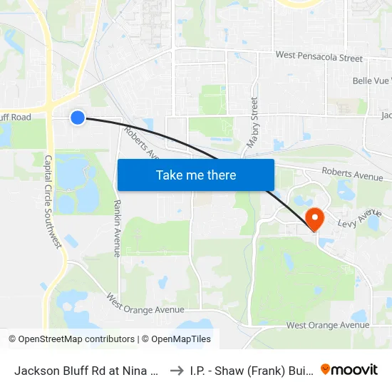 Jackson Bluff Rd at Nina Rd Wb to I.P. - Shaw (Frank) Building map