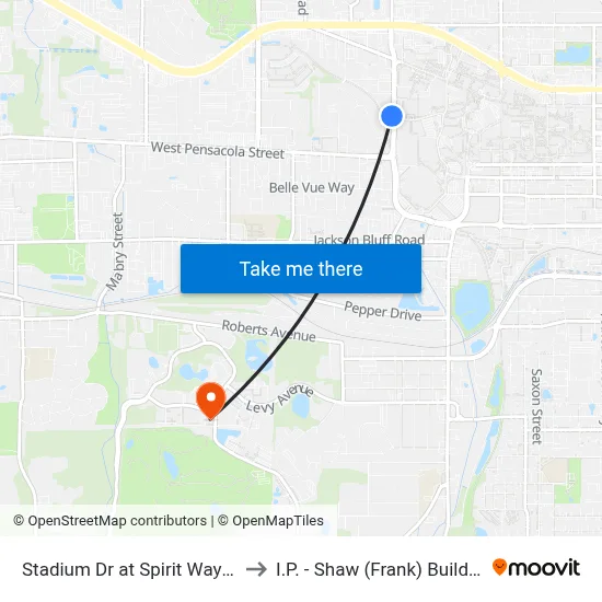 Stadium Dr at Spirit Way Sb to I.P. - Shaw (Frank) Building map