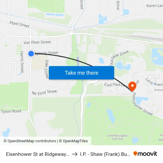 Eisenhower St at Ridgeway St Nb to I.P. - Shaw (Frank) Building map