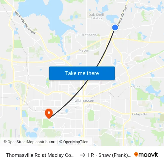 Thomasville Rd at Maclay Commerce Dr Sb to I.P. - Shaw (Frank) Building map