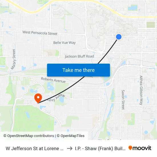 W Jefferson St at Lorene St Eb to I.P. - Shaw (Frank) Building map