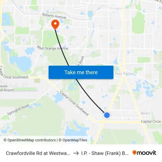 Crawfordville Rd at Westway Rd Nb to I.P. - Shaw (Frank) Building map