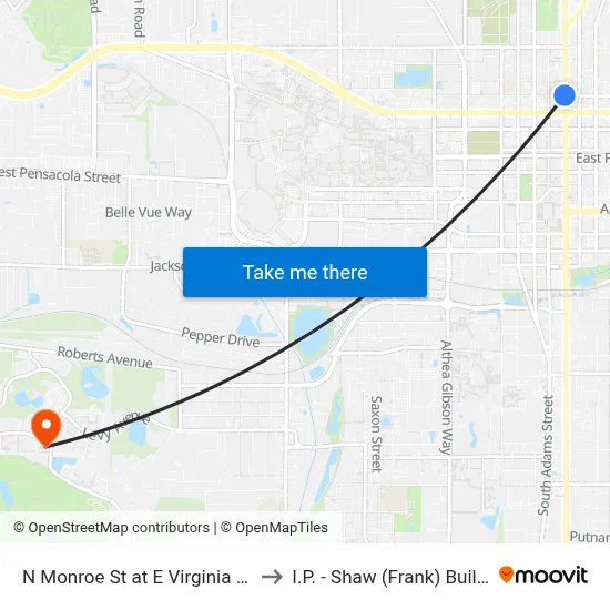 N Monroe St at E Virginia St Sb to I.P. - Shaw (Frank) Building map