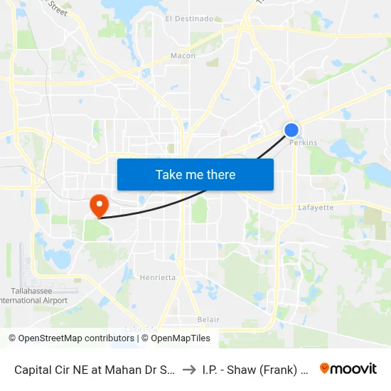 Capital Cir NE at Mahan Dr Sb Far Side to I.P. - Shaw (Frank) Building map