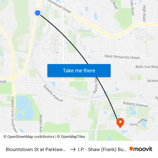 Blountstown St at Parklawn St Nb to I.P. - Shaw (Frank) Building map