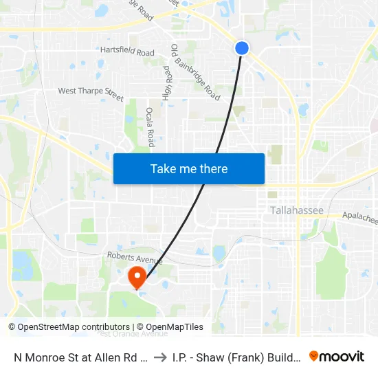N Monroe St at Allen Rd Sb to I.P. - Shaw (Frank) Building map