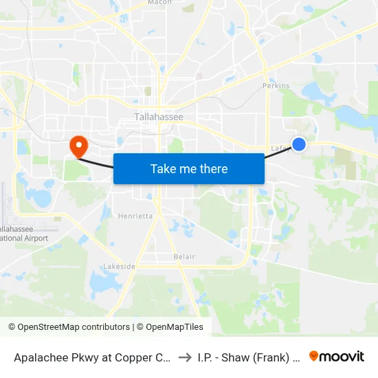 Apalachee Pkwy at Copper Creek Dr Wb to I.P. - Shaw (Frank) Building map