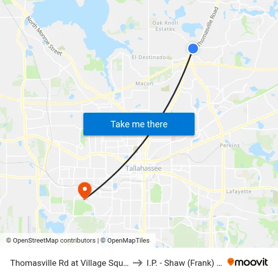 Thomasville Rd at Village Square Blvd Sb to I.P. - Shaw (Frank) Building map