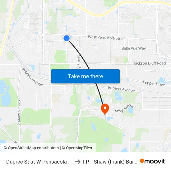 Dupree St at W Pensacola St Nb to I.P. - Shaw (Frank) Building map