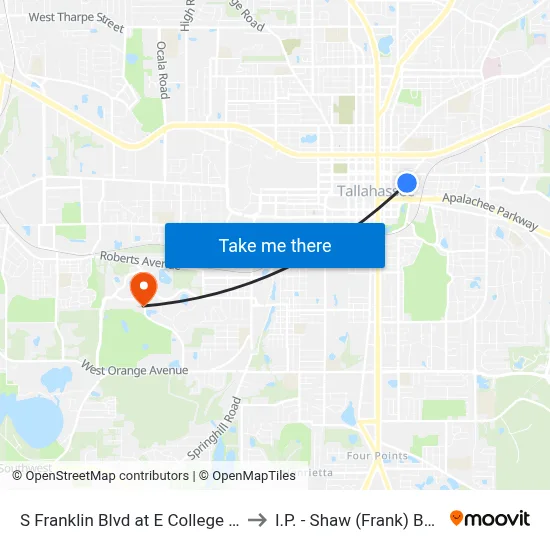 S Franklin Blvd at E College Ave Nb to I.P. - Shaw (Frank) Building map