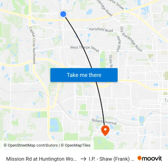 Mission Rd at Huntington Woods Blvd Nb to I.P. - Shaw (Frank) Building map