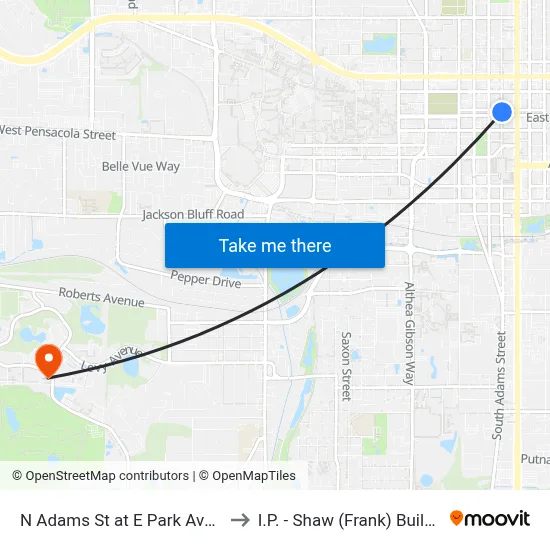 N Adams St at E Park Ave Nb to I.P. - Shaw (Frank) Building map