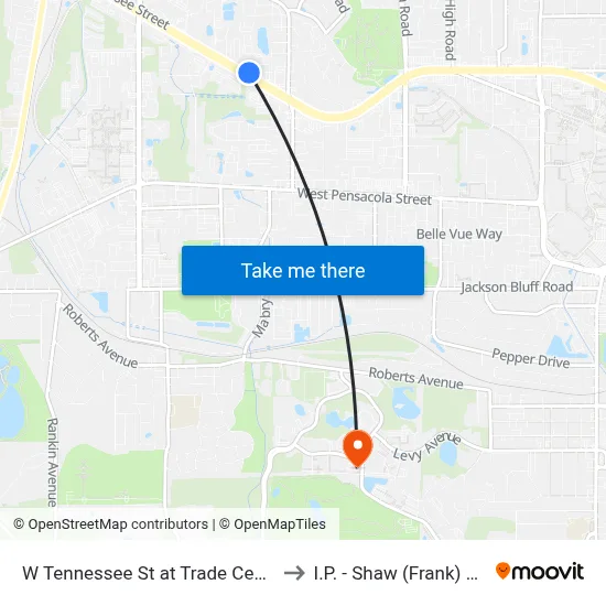 W Tennessee St at Trade Center Dr Wb to I.P. - Shaw (Frank) Building map