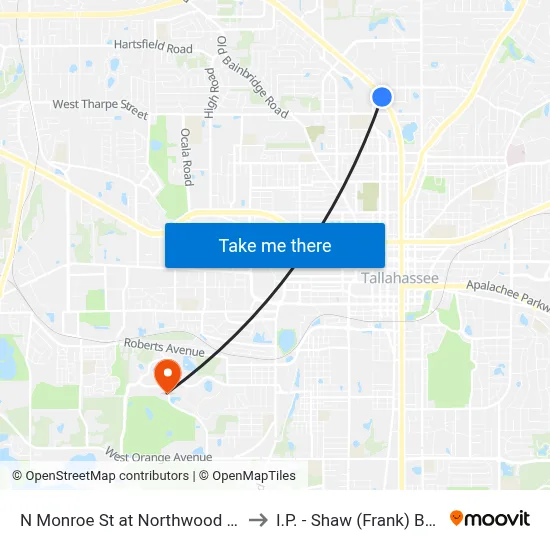 N Monroe St at Northwood Blvd Nb to I.P. - Shaw (Frank) Building map