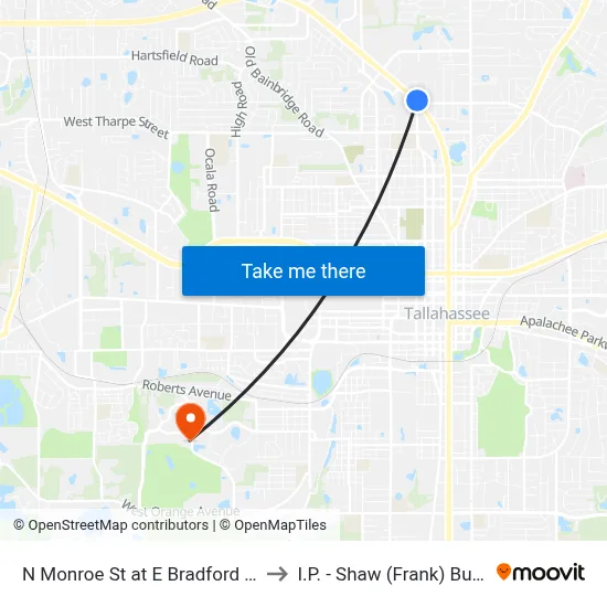 N Monroe St at E Bradford Rd Nb to I.P. - Shaw (Frank) Building map