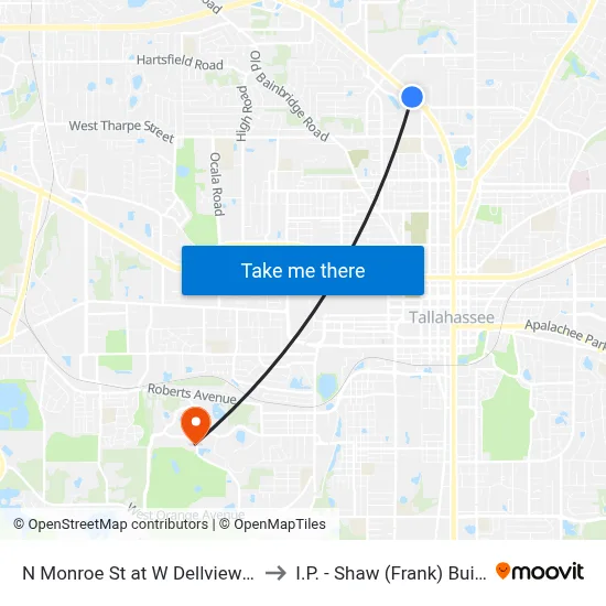 N Monroe St at W Dellview Dr Sb to I.P. - Shaw (Frank) Building map