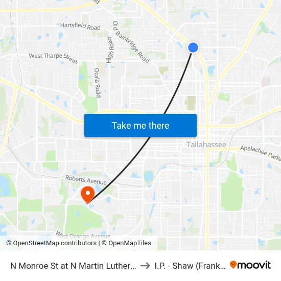 N Monroe St at N Martin Luther King Jr Blvd Sb to I.P. - Shaw (Frank) Building map