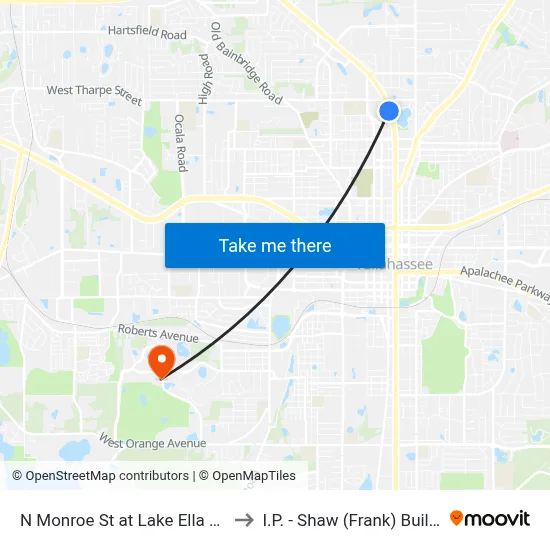 N Monroe St at Lake Ella Dr Sb to I.P. - Shaw (Frank) Building map