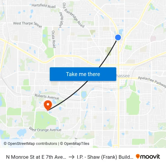 N Monroe St at E 7th Ave Sb to I.P. - Shaw (Frank) Building map