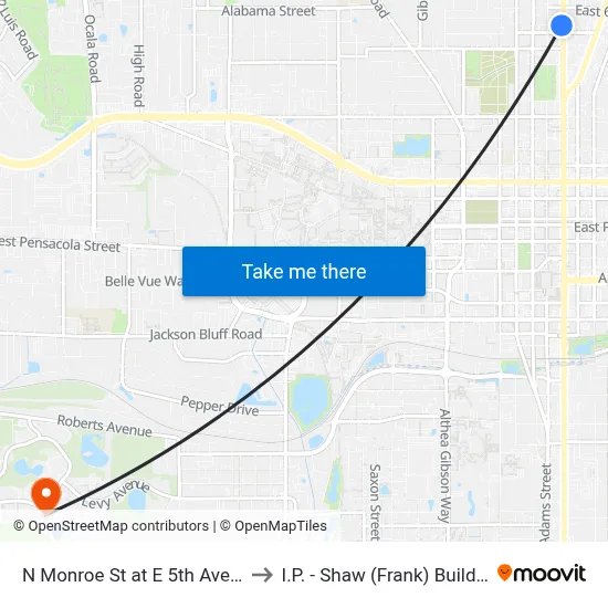 N Monroe St at E 5th Ave Sb to I.P. - Shaw (Frank) Building map