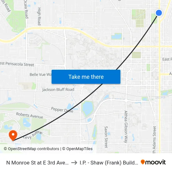 N Monroe St at E 3rd Ave Sb to I.P. - Shaw (Frank) Building map