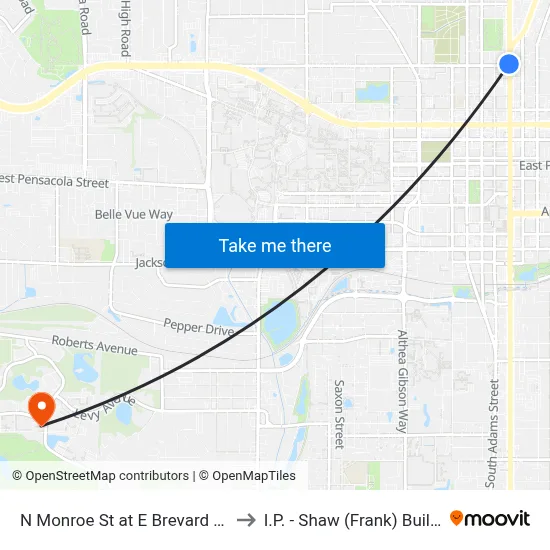 N Monroe St at E Brevard St Sb to I.P. - Shaw (Frank) Building map