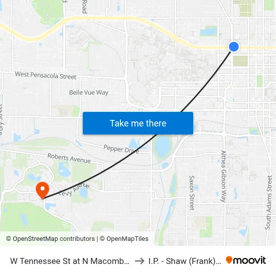 W Tennessee St at N Macomb St Wb (Near) to I.P. - Shaw (Frank) Building map