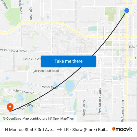 N Monroe St at E 3rd Ave Nb to I.P. - Shaw (Frank) Building map
