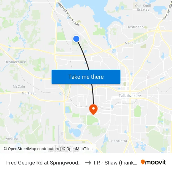 Fred George Rd at Springwood Elementary Sb to I.P. - Shaw (Frank) Building map